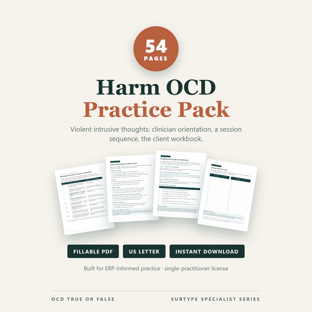 The Harm OCD Practice Pack (for Clinicians) — cover