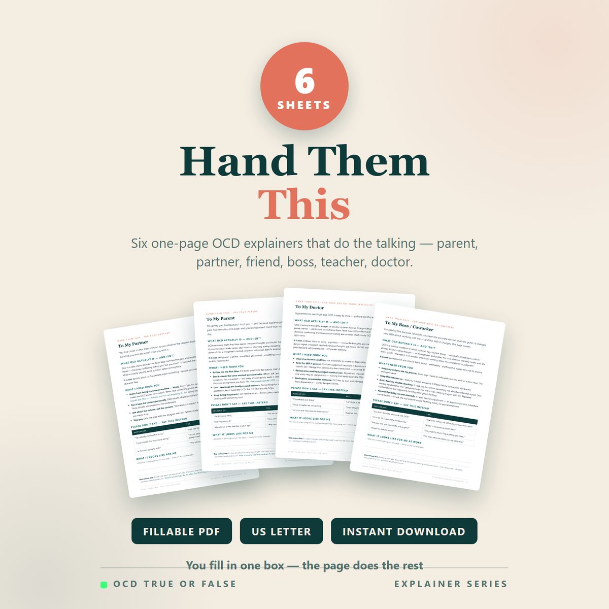 The OCD Explainer One-Pagers — cover