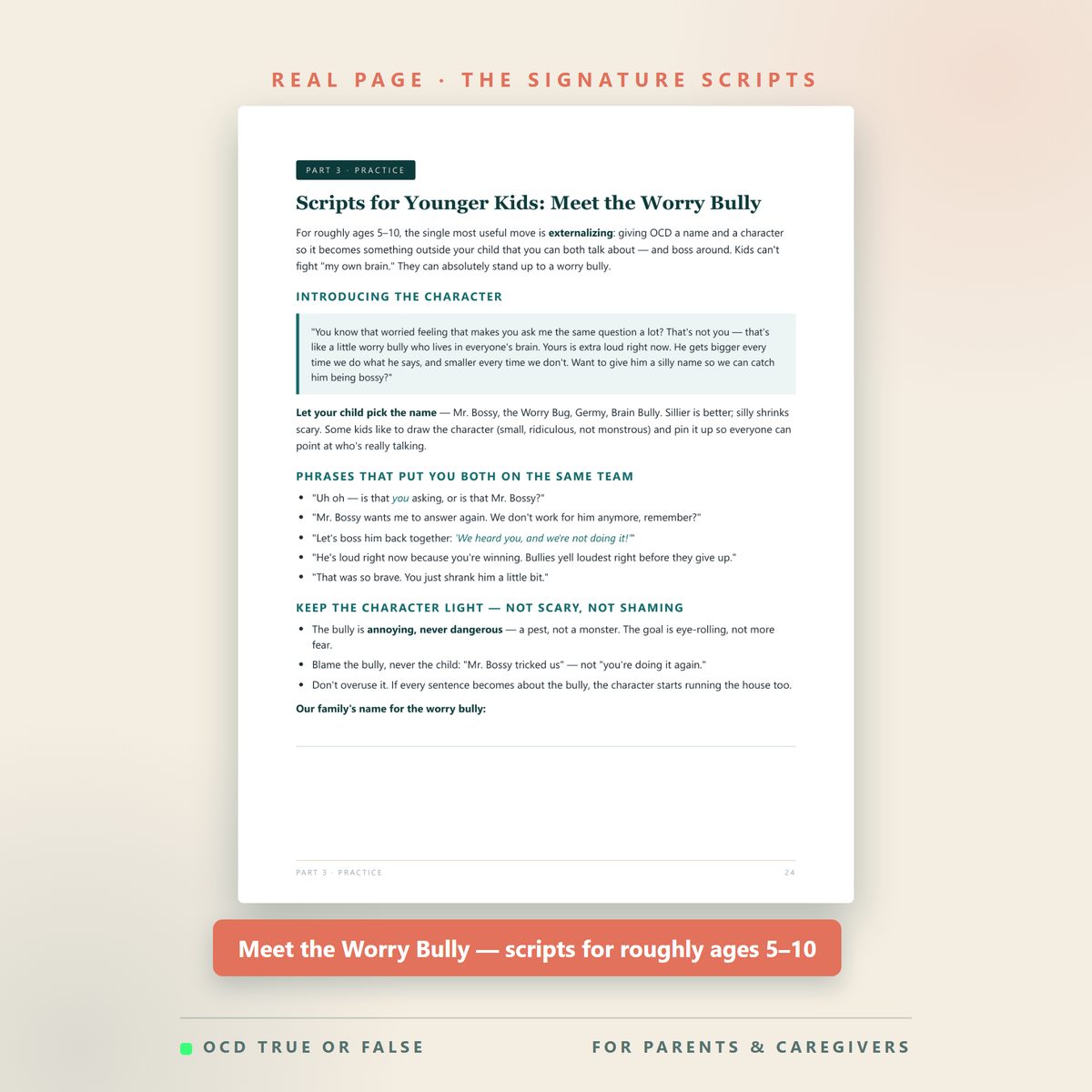 The Parent's Workbook for a Child's OCD — worksheet detail