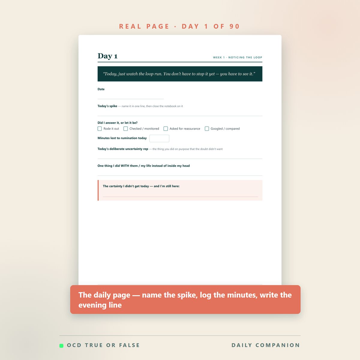 The 90-Day ROCD Journal — worksheet detail
