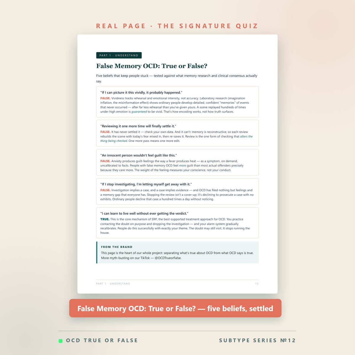The False Memory OCD Workbook — worksheet detail