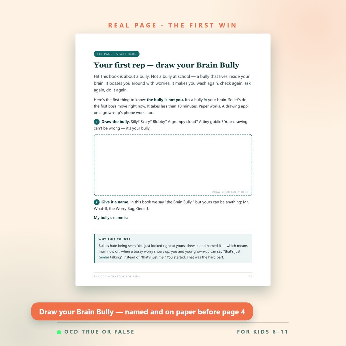 The OCD Workbook for Kids (Ages 6–11) — worksheet detail