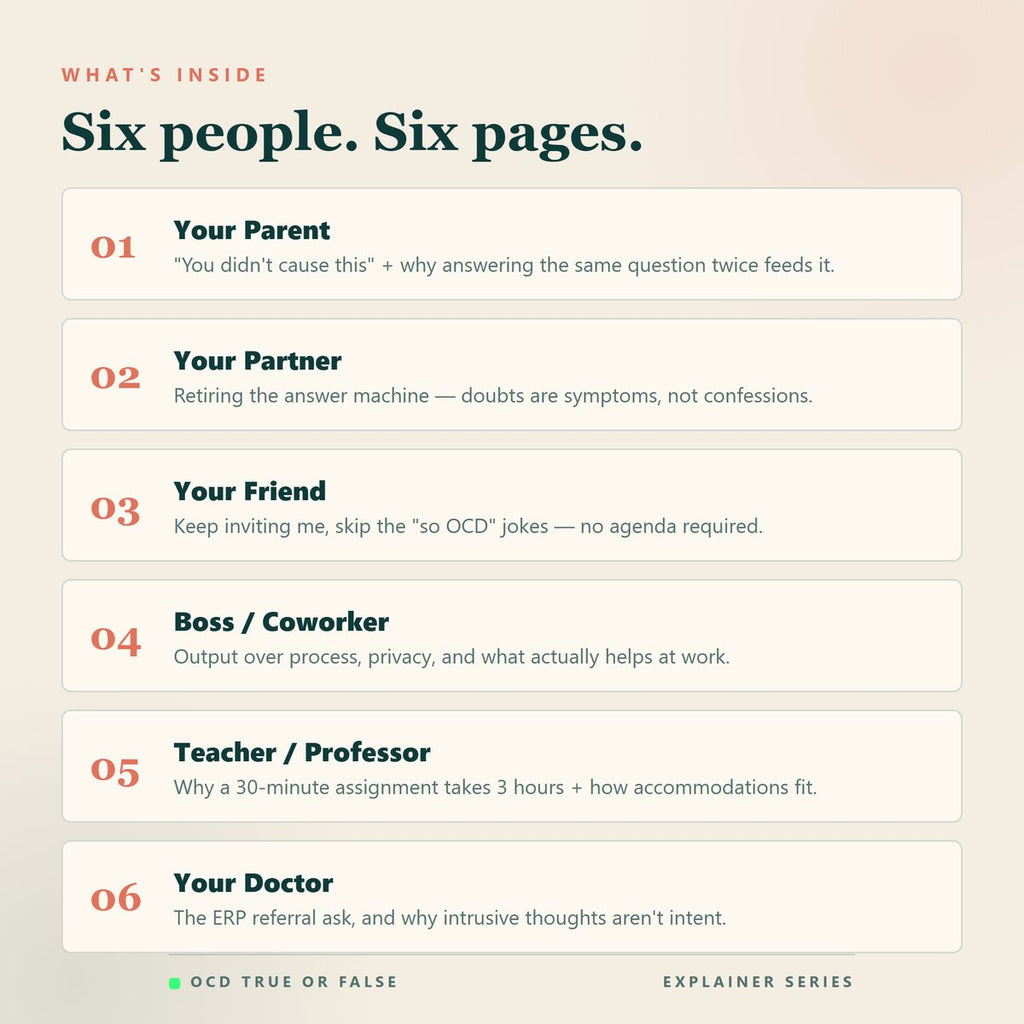 The OCD Explainer One-Pagers — what's included