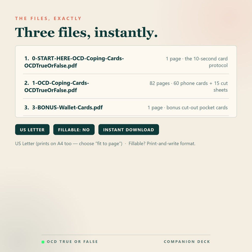 OCD Coping Cards — format and page count