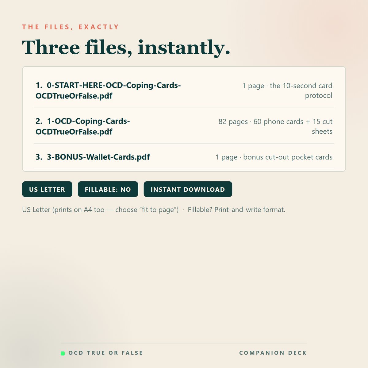 OCD Coping Cards — format and page count