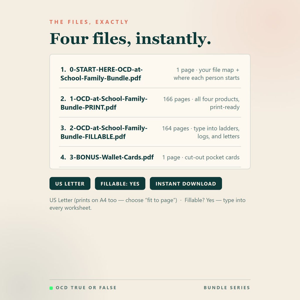 The OCD at School Family Bundle — format and page count