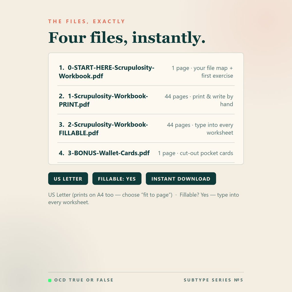 The Scrupulosity (Religious & Moral) OCD Workbook — format and page count