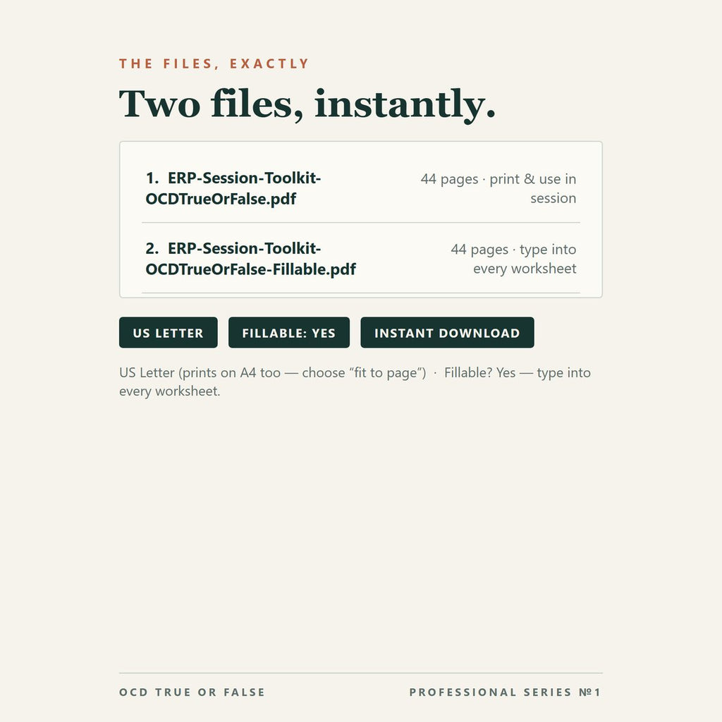 The ERP Session Toolkit (for Therapists) — format and page count