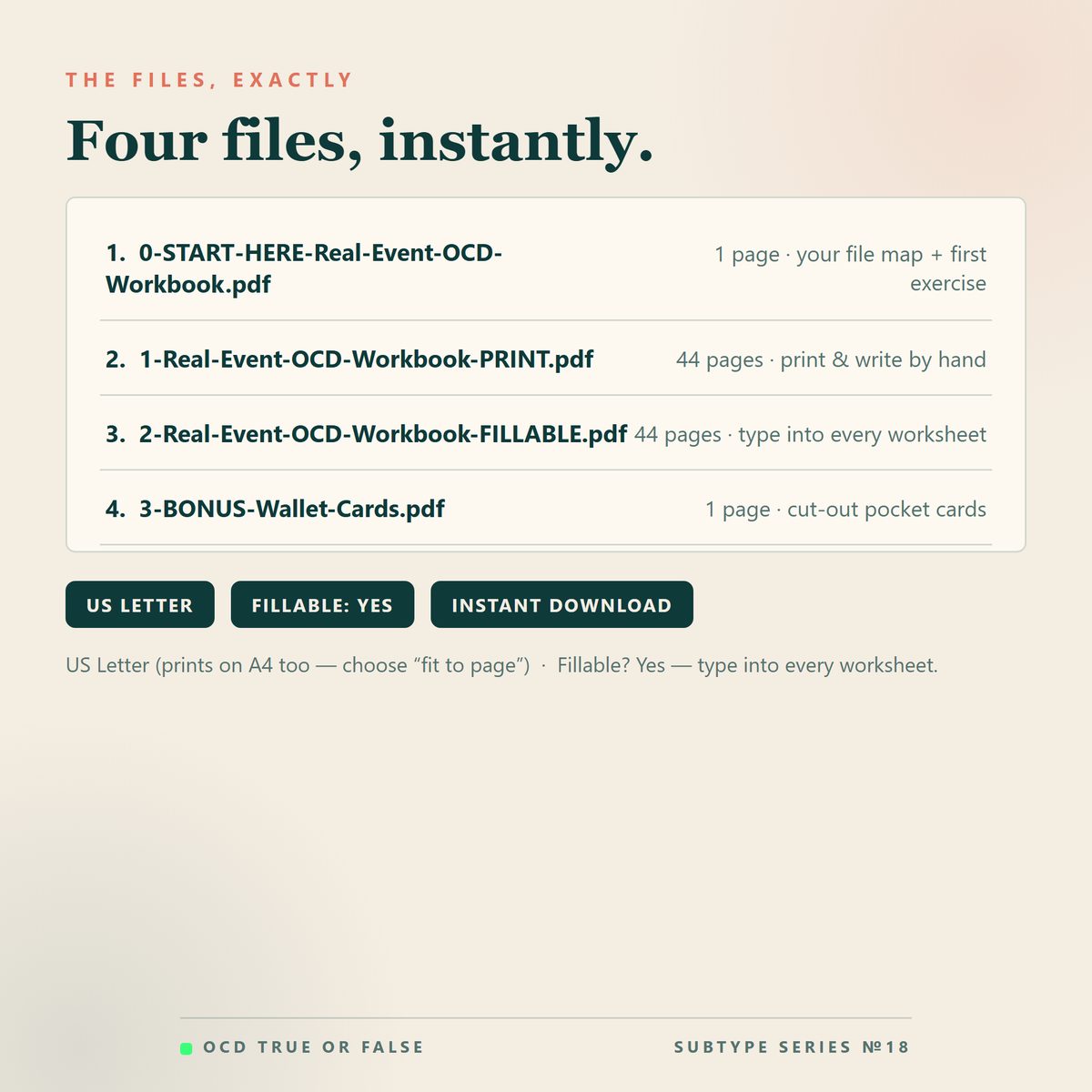 The Real Event OCD Workbook — format and page count