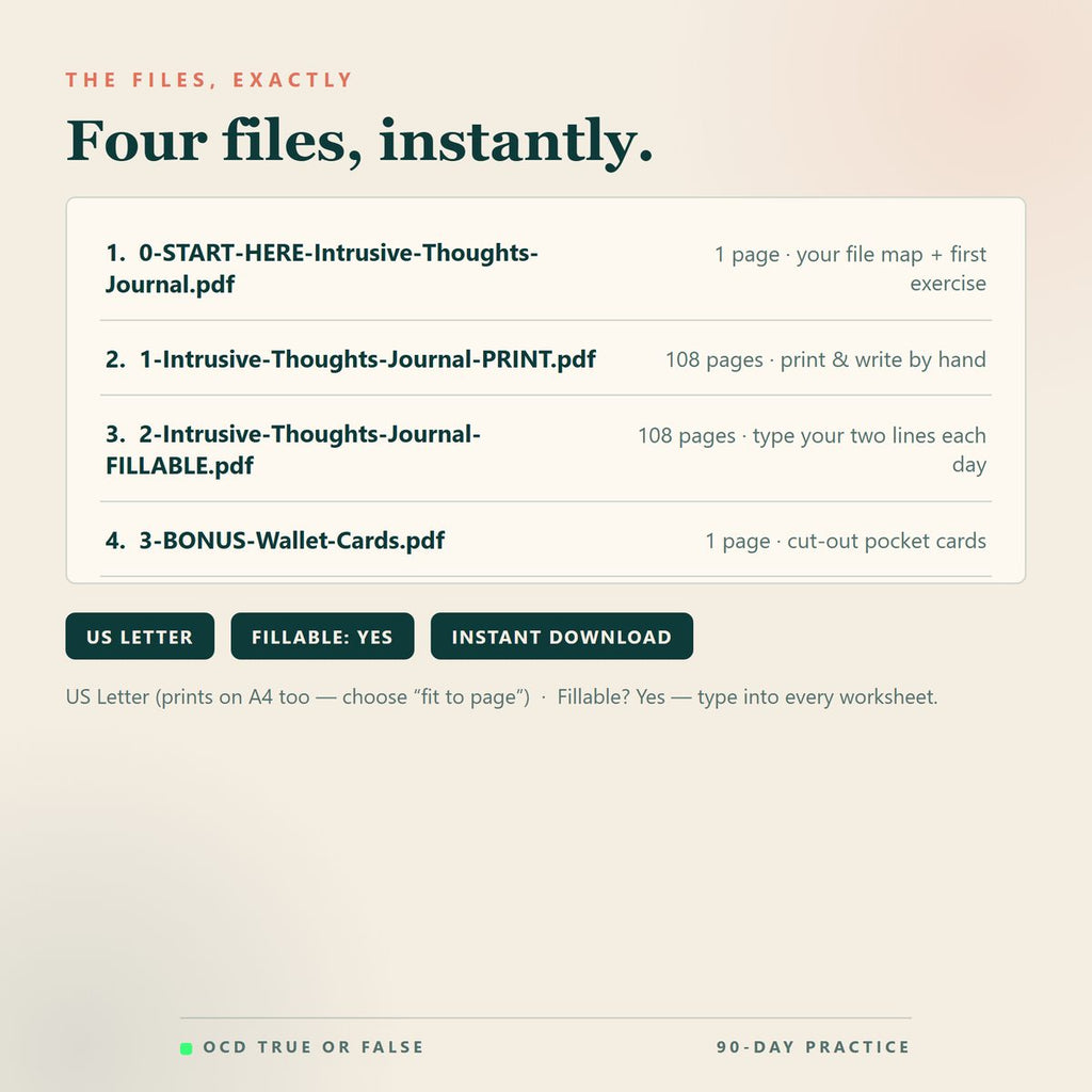 The Intrusive Thoughts Journal — format and page count