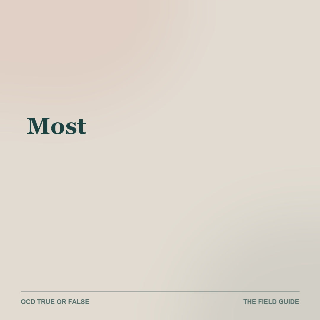 A 28-second flip-through of The OCD Field Guide Complete Toolkit: real interior pages rise into frame one after another - the OCD cycle, the myth-and-reality spread, the hidden compulsions, the subtype lookup, ERP explained, a printable worksheet, a worked example and a conversation script - ending on the three documents included.
