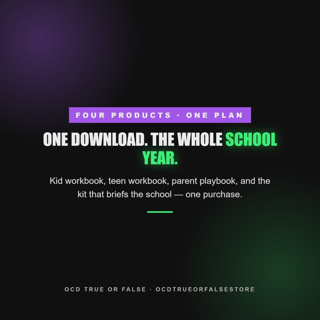 The OCD at School Family Bundle - flip-through preview of the interior pages and worksheets