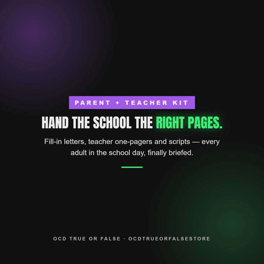 The OCD at School Kit (Parent + Teacher) - flip-through preview of the interior pages and worksheets