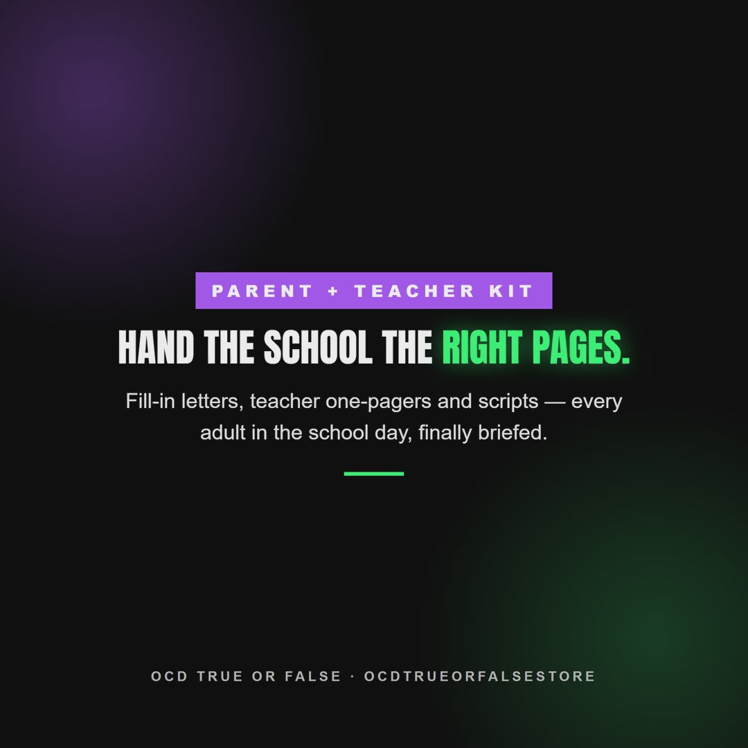 The OCD at School Kit (Parent + Teacher) - flip-through preview of the interior pages and worksheets