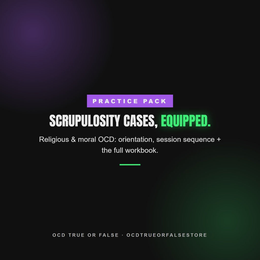 The Scrupulosity Practice Pack (for Clinicians) - flip-through preview of the interior pages and worksheets